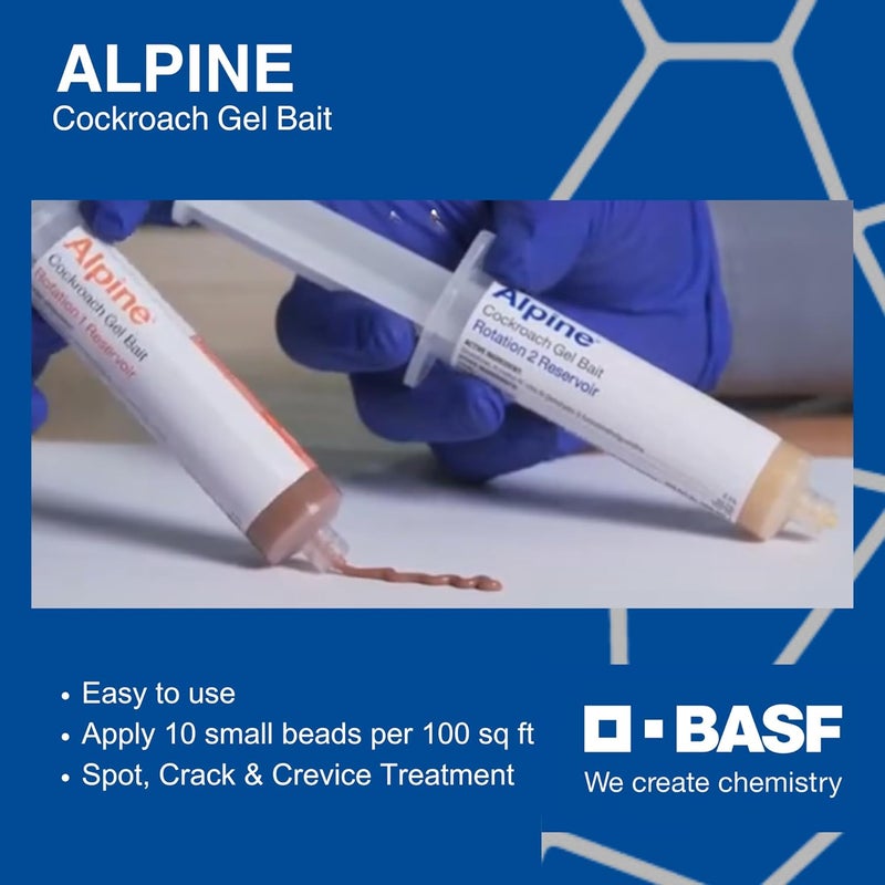 BASF Alpine Rotation 2 Cockroach Gel Bait Roach Killer for Indoor or Outdoor Infestation Control, Syringe Applicator 30 gram, 4 Pack - Image 2